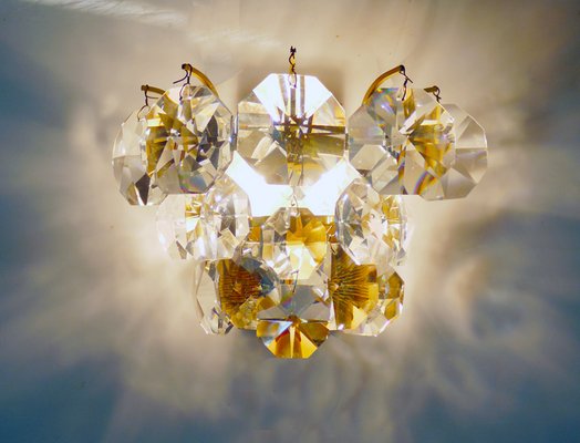 German Crystal and Brass Sconces by Christoph Palme, 1960s, Set of 2-DEK-550856