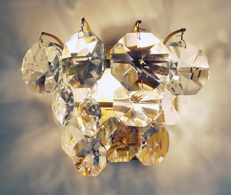 German Crystal and Brass Sconces by Christoph Palme, 1960s, Set of 2-DEK-550856