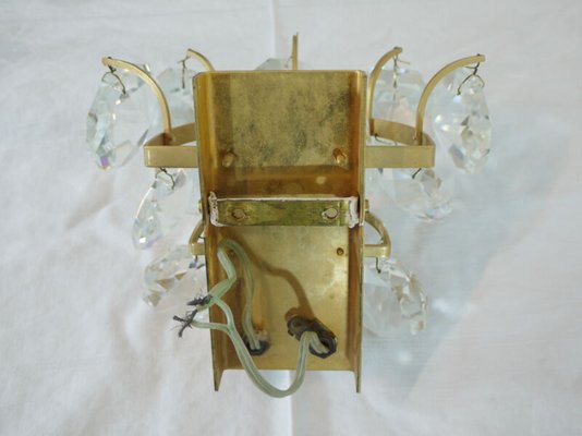 German Crystal and Brass Sconces by Christoph Palme, 1960s, Set of 2-DEK-550856