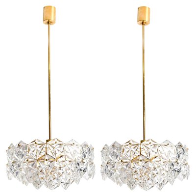 German Crystal and Gilt Metal Chandeliers from Kinkeldey, Set of 2-VDW-954895