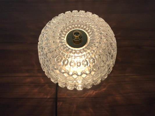 German Crystal Glass Round Flush Mount from Glashütte Limburg, 1960s-PUK-617953