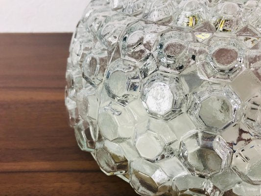 German Crystal Glass Round Flush Mount from Glashütte Limburg, 1960s-PUK-617953