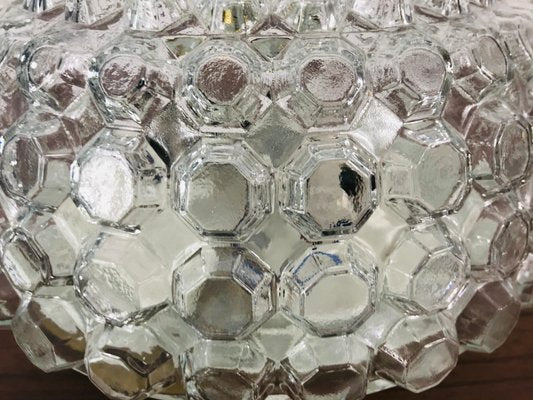 German Crystal Glass Round Flush Mount from Glashütte Limburg, 1960s-PUK-617953