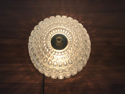 German Crystal Glass Round Flush Mount from Glashütte Limburg, 1960s-PUK-617953