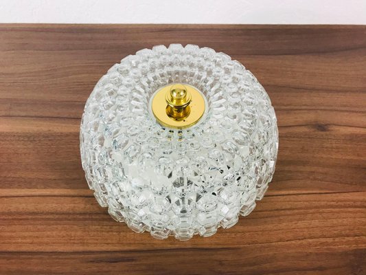 German Crystal Glass Round Flush Mount from Glashütte Limburg, 1960s-PUK-617953