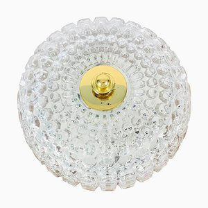 German Crystal Glass Round Flush Mount from Glashütte Limburg, 1960s-PUK-617953