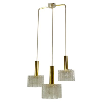 German Crystal Ice Glass Cascade Pendant Lamp from Doria Leuchten, 1960s-PUK-617825