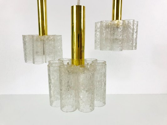 German Crystal Ice Glass Cascade Pendant Lamp from Doria Leuchten, 1960s-PUK-617825