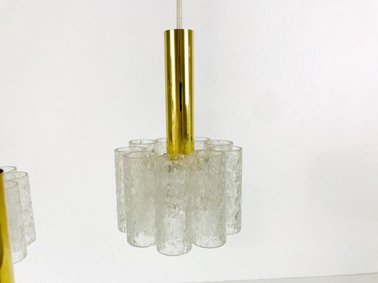 German Crystal Ice Glass Cascade Pendant Lamp from Doria Leuchten, 1960s-PUK-617825