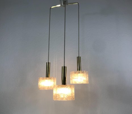 German Crystal Ice Glass Cascade Pendant Lamp from Doria Leuchten, 1960s-PUK-617825