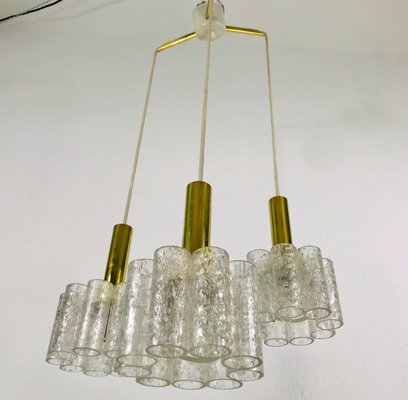 German Crystal Ice Glass Cascade Pendant Lamp from Doria Leuchten, 1960s-PUK-617825