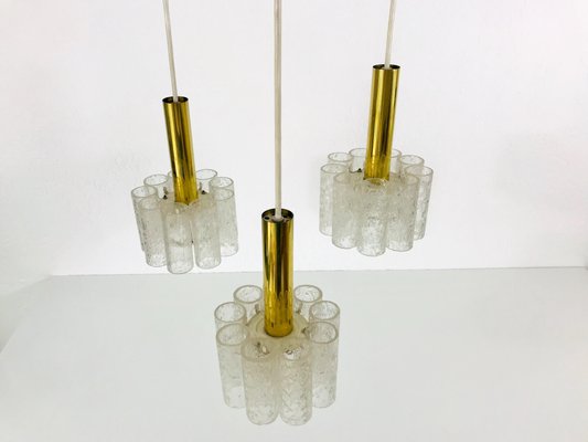 German Crystal Ice Glass Cascade Pendant Lamp from Doria Leuchten, 1960s-PUK-617825