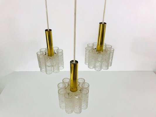 German Crystal Ice Glass Cascade Pendant Lamp from Doria Leuchten, 1960s-PUK-617825