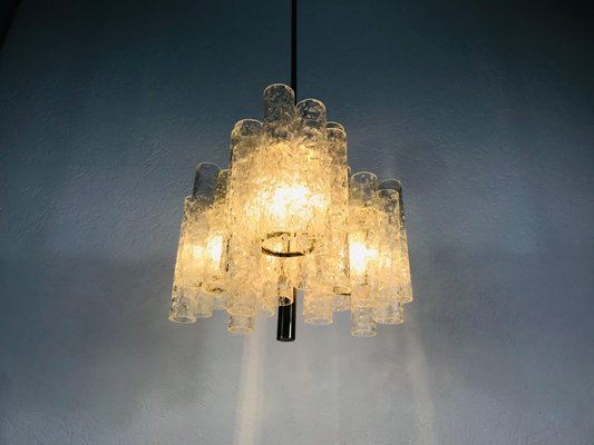 German Crystal Ice Glass Chandelier from Doria Leuchten, 1960s-PUK-617858