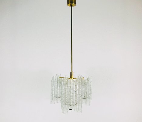 German Crystal Ice Glass Chandelier from Doria Leuchten, 1960s-PUK-617858