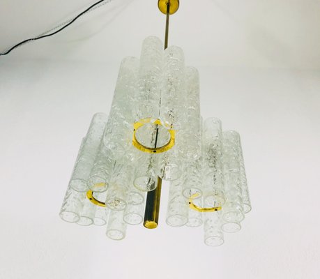 German Crystal Ice Glass Chandelier from Doria Leuchten, 1960s-PUK-617858