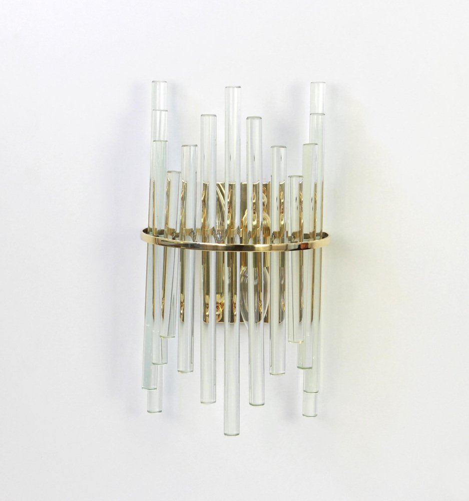 German Crystal Rods Sconces by Christoph Palme, 1970s