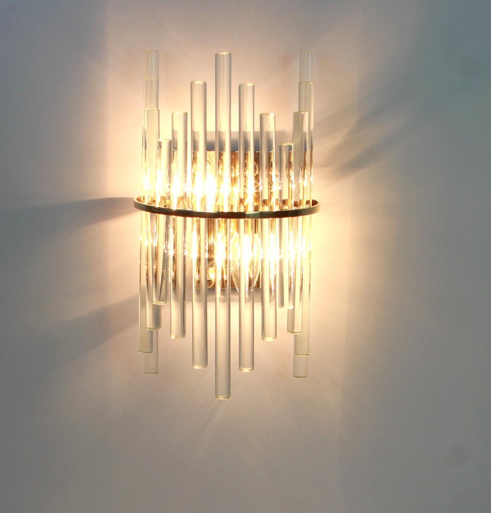 German Crystal Rods Sconces by Christoph Palme, 1970s