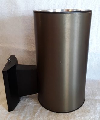 German Cylindrical Brown Anodized and Satin Aluminum Wall Lamp from Hoffmeister, 1980s-HOI-1078237