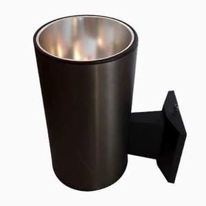 German Cylindrical Brown Anodized and Satin Aluminum Wall Lamp from Hoffmeister, 1980s-HOI-1078237