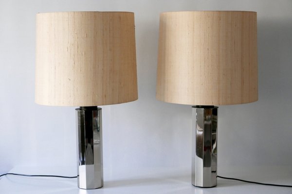 German Decagonal Chromed Table Lamps, 1960s, Set of 2-WPT-561697