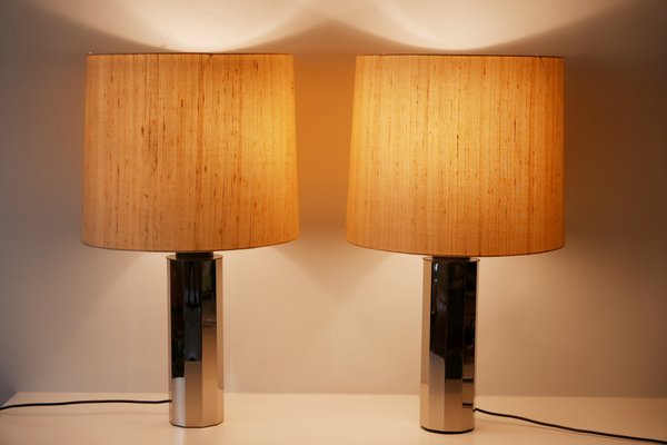 German Decagonal Chromed Table Lamps, 1960s, Set of 2-WPT-561697