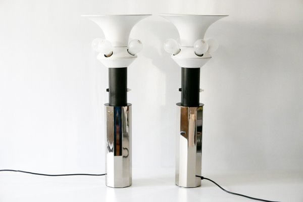 German Decagonal Chromed Table Lamps, 1960s, Set of 2-WPT-561697