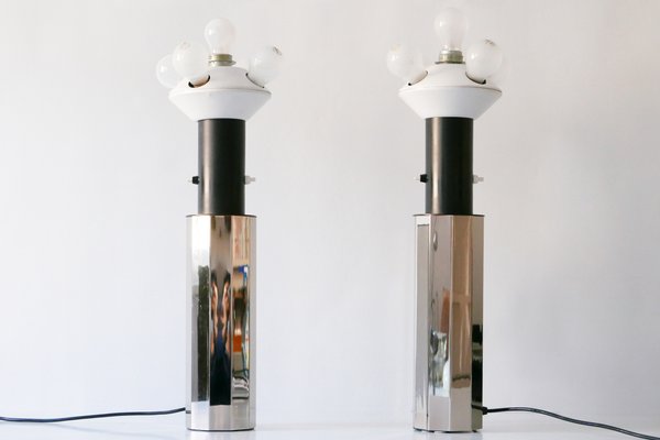 German Decagonal Chromed Table Lamps, 1960s, Set of 2-WPT-561697