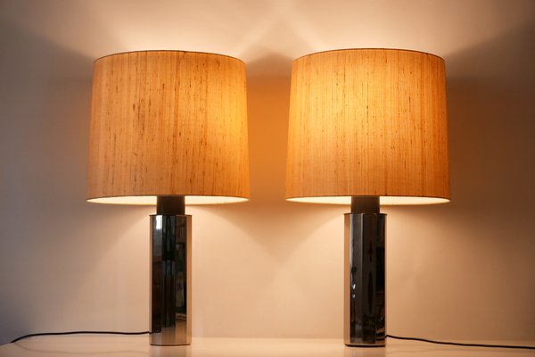 German Decagonal Chromed Table Lamps, 1960s, Set of 2-WPT-561697