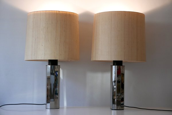 German Decagonal Chromed Table Lamps, 1960s, Set of 2-WPT-561697