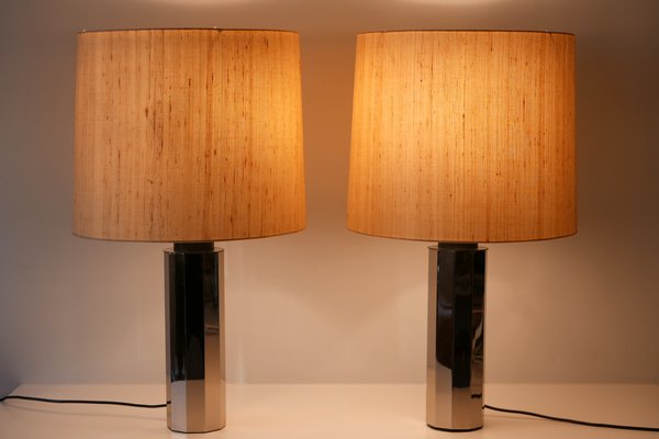 German Decagonal Chromed Table Lamps, 1960s, Set of 2-WPT-561697