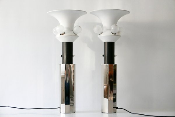 German Decagonal Chromed Table Lamps, 1960s, Set of 2-WPT-561697