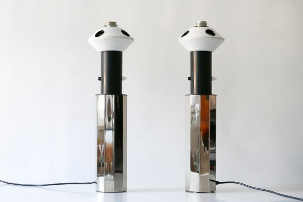 German Decagonal Chromed Table Lamps, 1960s, Set of 2-WPT-561697