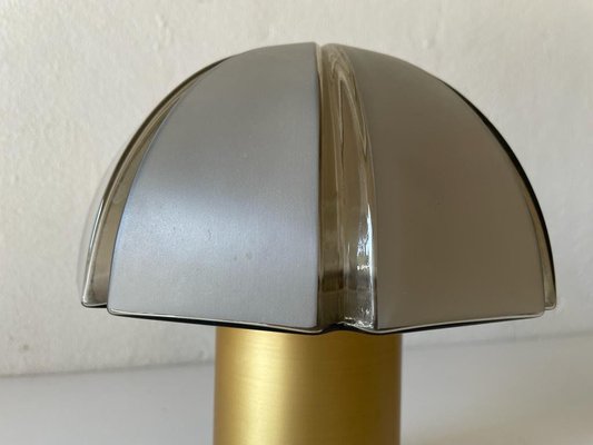 German Dimensional Mushroom Table Lamps in Grey Glass by Peill & Putzler, 1960s-RDS-1294444