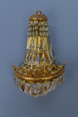 German Empire Style Crystal Glass and Brass Sconce by Palwa, 1960s-KEG-1731274