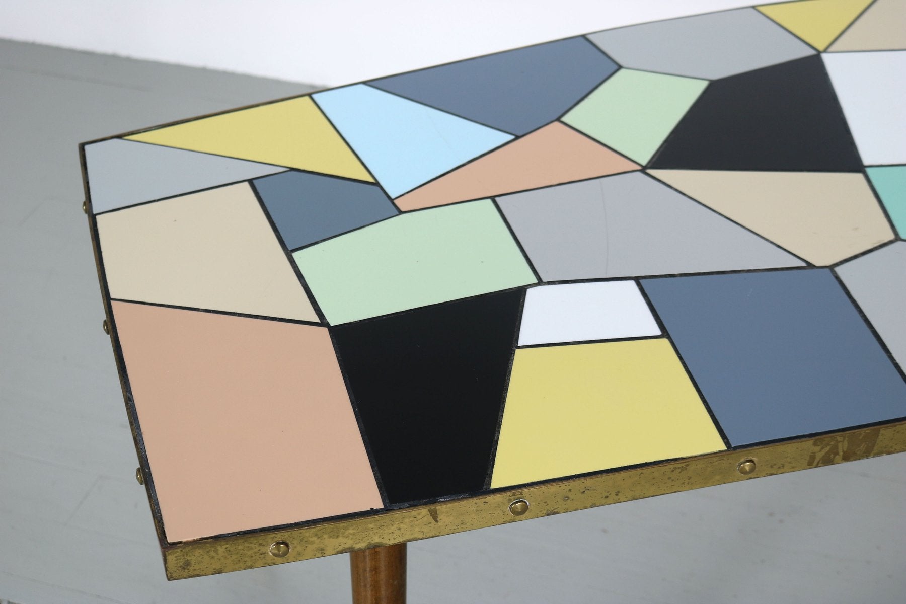 German End Table with Pastel Colored Tiles, 1950s