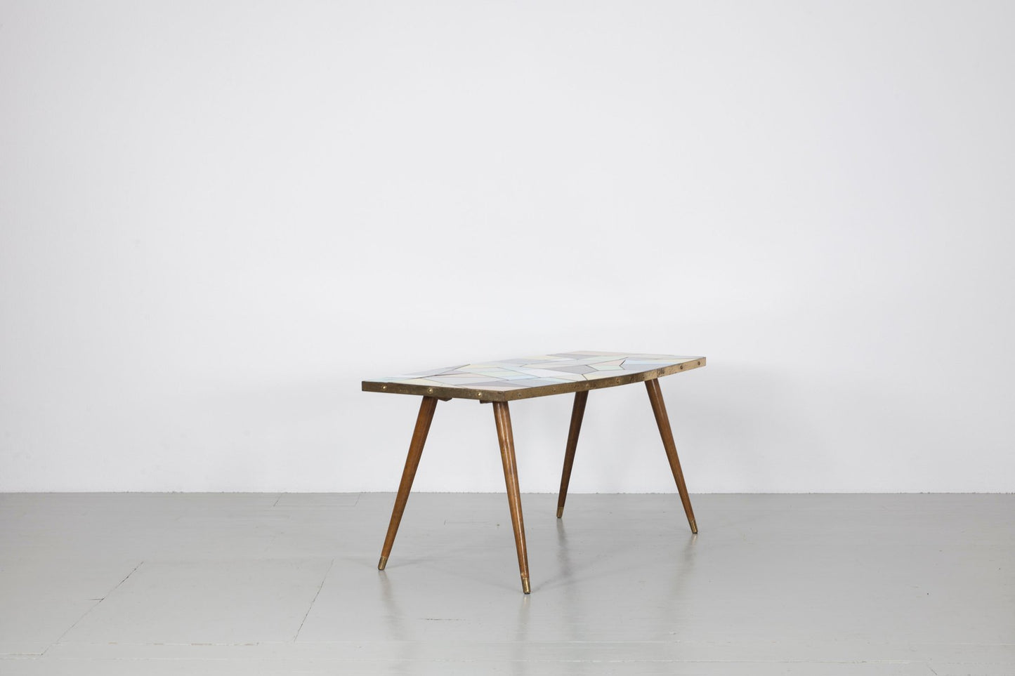 German End Table with Pastel Colored Tiles, 1950s