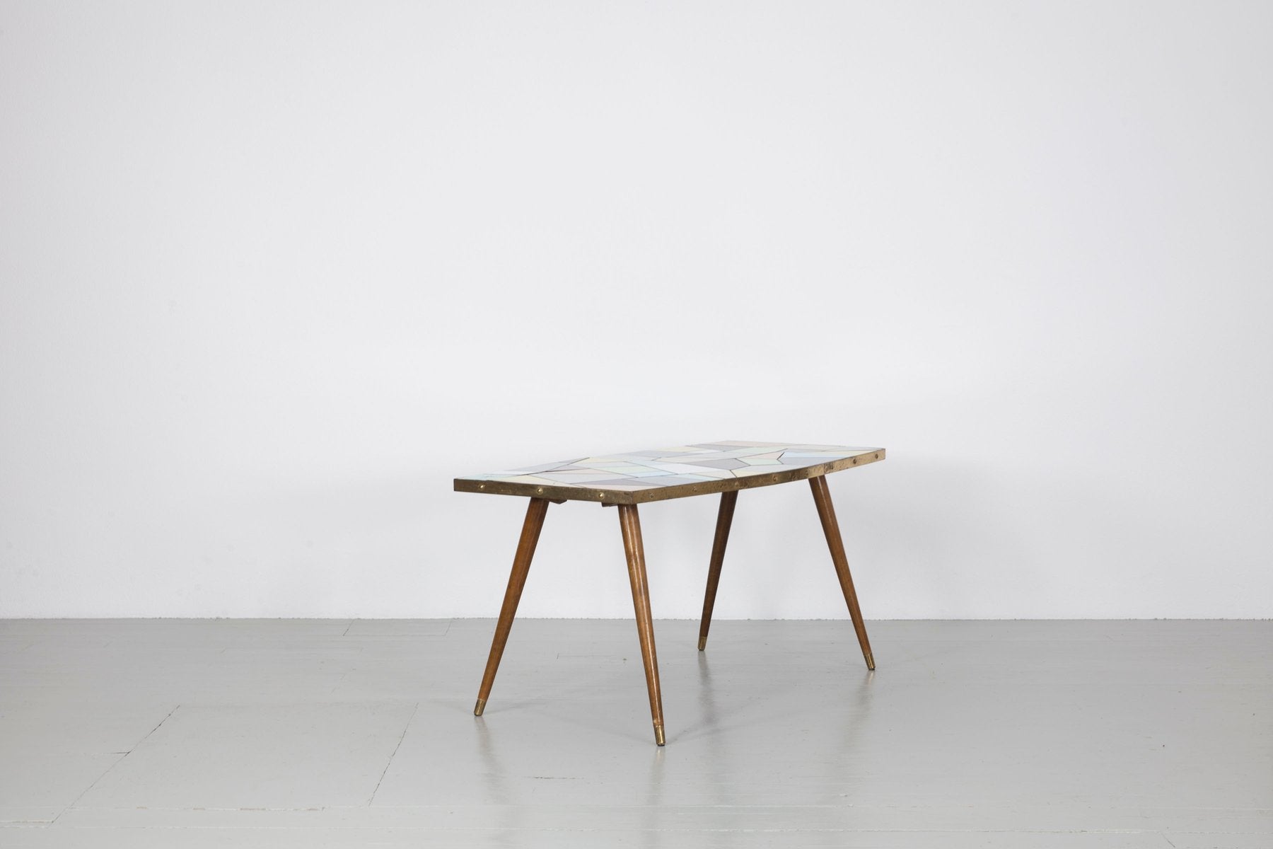 German End Table with Pastel Colored Tiles, 1950s