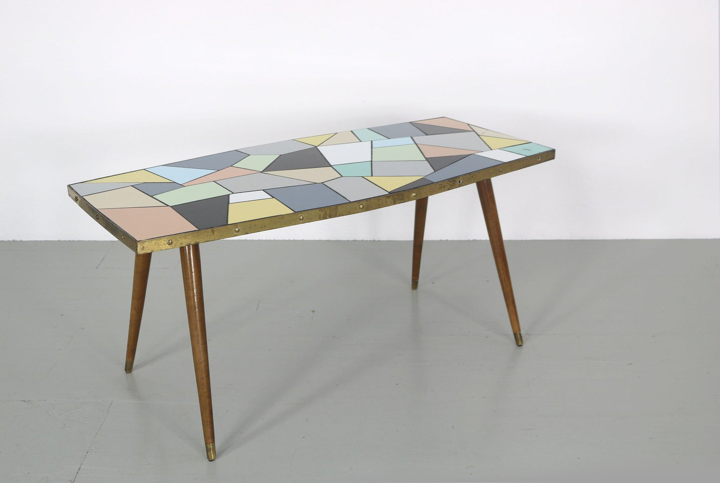 German End Table with Pastel Colored Tiles, 1950s