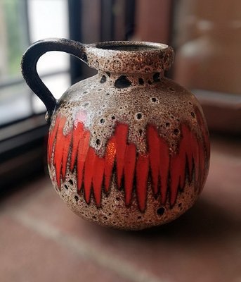 German Fat Lava Colored and Glazed Ceramic Pitcher with Handle from Scheurich, 1968-QRS-1721560