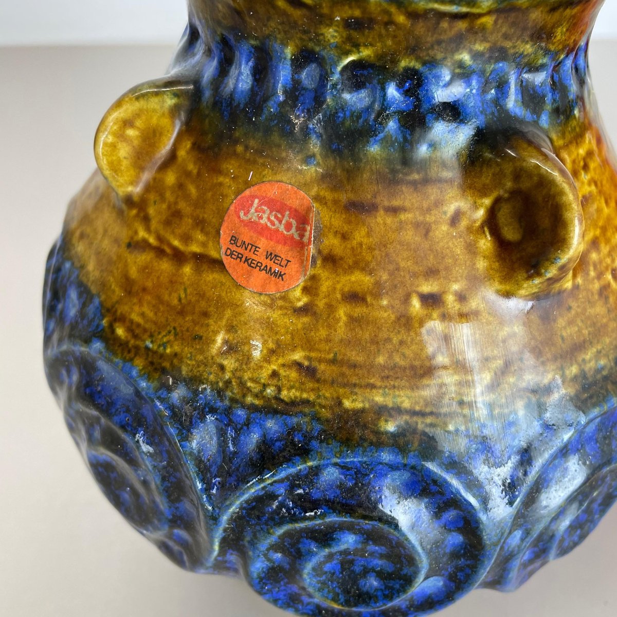 German Fat Lava Op Art Pottery Vase from Jasba Ceramics, Set of 2