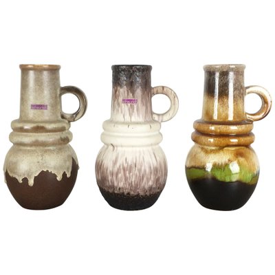 German Fat Lava Pottery Vases from Scheurich, 1970s, Set of 3-QZ-1143219