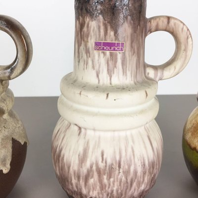 German Fat Lava Pottery Vases from Scheurich, 1970s, Set of 3-QZ-1143219