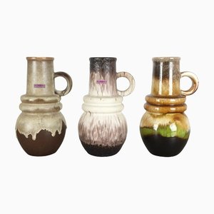 German Fat Lava Pottery Vases from Scheurich, 1970s, Set of 3-QZ-1143219