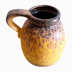 German Fat Lava Style Ceramic Handle Jug or Vase with Yellow, Brown & Black Gradient Glaze, 1970s-HOI-1283335