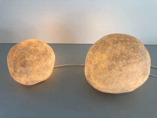 German Fiberglass Table Lamps in Stone Form by Falkenberg, 1980s, Set of 2