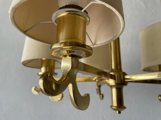 German Five Arm Chandelier in Brass with Fabric Shade by Hans Möller, 1960s-RDS-1294452