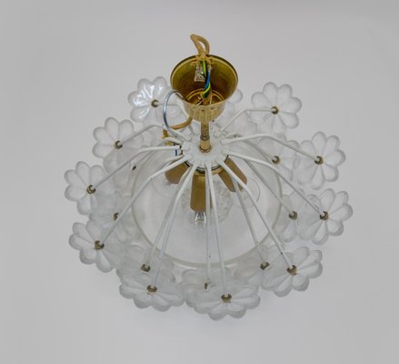 German Floral Chandelier in Glass & Brass by Ernst Palme, 1960s-DEK-932413