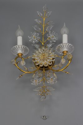 German Floral Wall Sconce in Crystal and Brass by Palwa for Palme & Walter, 1960s-KEG-1192988