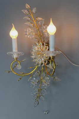 German Floral Wall Sconce in Crystal and Brass by Palwa for Palme & Walter, 1960s-KEG-1192988